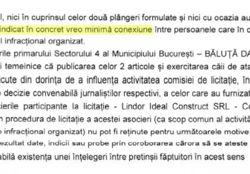 Fragment din Ordonanța de clasare.