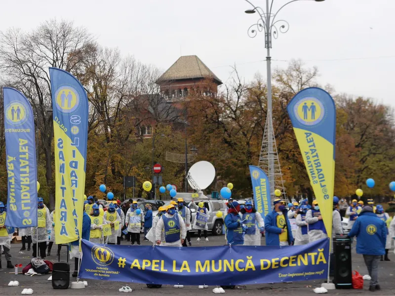 Al treilea miting pentru condiții de muncă decente al Federației „Solidaritatea Sanitară” – 19 noiembrie 2020/FOTO: solidaritatea-sanitara.ro