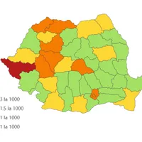 Harta cu incidența pe județe. sursa: datelazi.ro