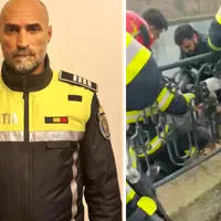 Polițistul erou care și-a riscat viața pentru a salva o femeie din apele înghețate ale Dâmboviței - FOTO: Facebook/MAI