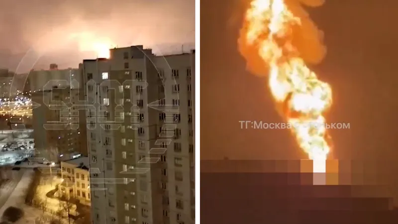 Incendiu uriaș la o rafinărie de petrol din Moscova - Foto: X/@NatalkaKyiv