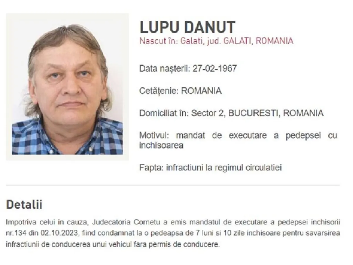 Dănuț Lupu condamnat Foto: Poliția Română