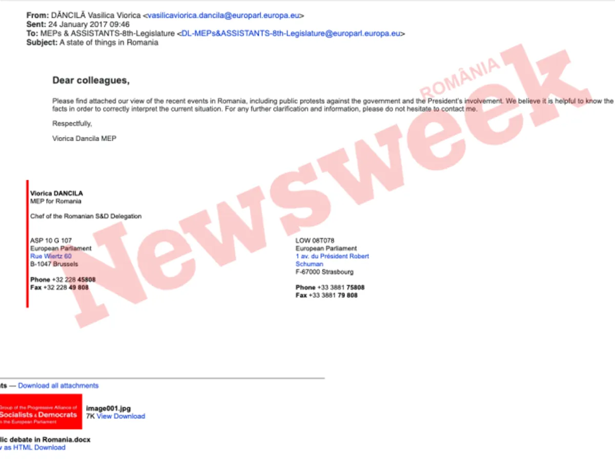Emailul trimis de Viorica Dăncilă
