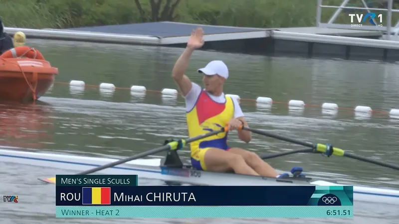 JO 2024 Paris: Mihai Chiruță s-a calificat, de pe primul loc, în sferturi la simplu canotaj - Foto: captura TV(imagine cu rol ilustrativ)