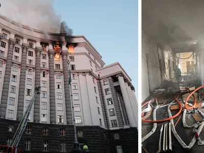 Rusia atacă cu rachete sediul guvernului din Kiev - Foto: Facebook/X - Colaj foto