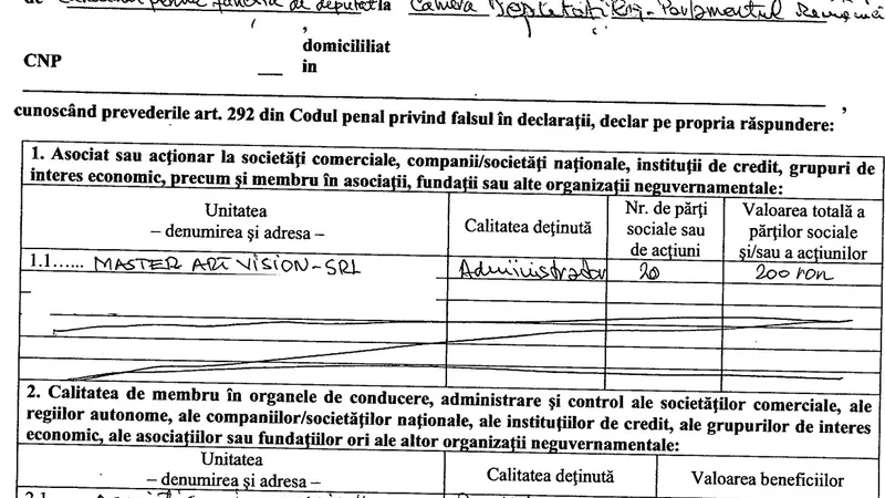Sursa: Declarație de avere Marcel Pavel / ANI
