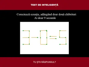 TEST DE INTELIGENȚĂ Corectează ecuația 3-0=5, adăugând două chibrituri. Rezolvă în 9 secunde - Foto: Colaj Newsweek / mindyourlogic.com