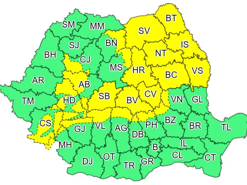 Cod galben de ninsori și vânt în 24 de județe. Care vor fi zonele afectate/FOTO: Facebook/ANM