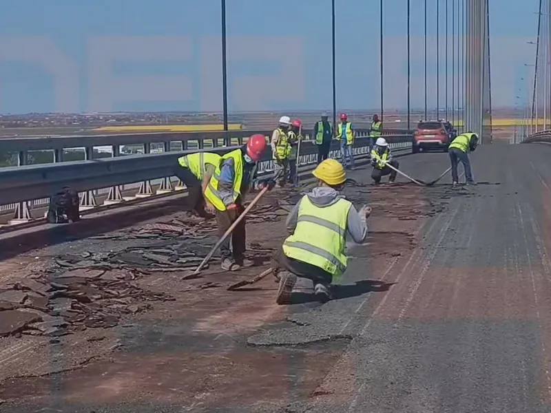 Lucrare de „calitate”! Podul Golden Gate de la Brăila, deschis în 2023, reasfaltat a 5-a oară - Foto: captură ecran