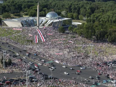 Protestul de duminică seară, din Minsk. FOTO: tut.by