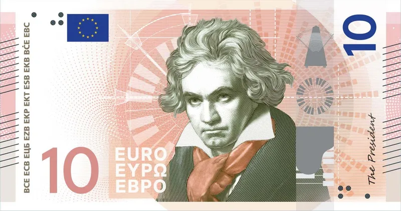 Beethoven pe o bancnotă Euro - Foto: Profimedia Images