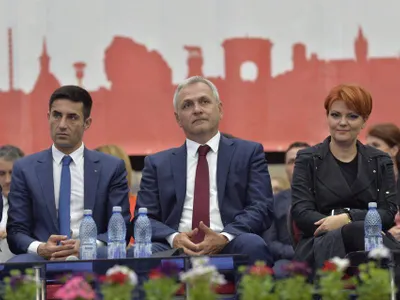 Europarlamentarul PSD Claudiu Manda alături de Liviu Dragnea și Olguța Vasilescu Foto: Facebook