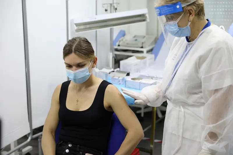 Simona Halep, după vaccinare. Sursă imagine: CNCAV