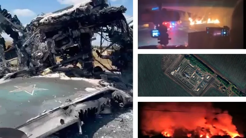Baza aeriană Lipetsk din Rusia, unde sunt ținute avioanele Su-34, MiG-29, Su-25, în flăcări - Foto: X - Captură foto - Caracter ilustrativ