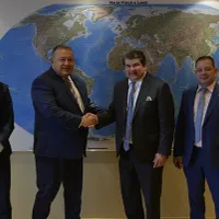 Președintele Camerei de Comerț și Industrie a României, Mihai Daraban, a avut o întrevedere cu Dan Shomon, fost manager de campanie și director politic pentru președintele Barack Obama Foto: CCIR
