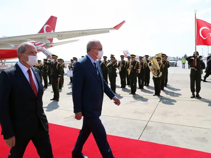 Preşedintele Turciei, Recep Tayyip Erdogan, şi-a reafirmat, în timpul unei vizite în Ciprul de Nord, ataşamentul pentru soluţia cu două state. / Foto: dailysabah.com