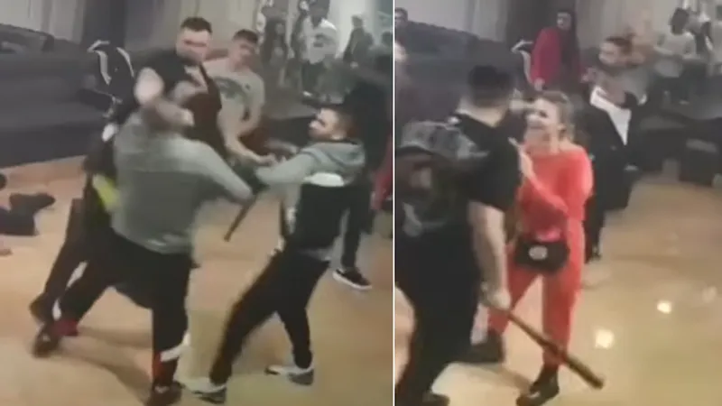 Interlopii s-au luat la pumni și picioare și au folosit bâte și crose de golf în clubul ilegale de manele al unui sirian din Timisoara Foto: captură Youtube