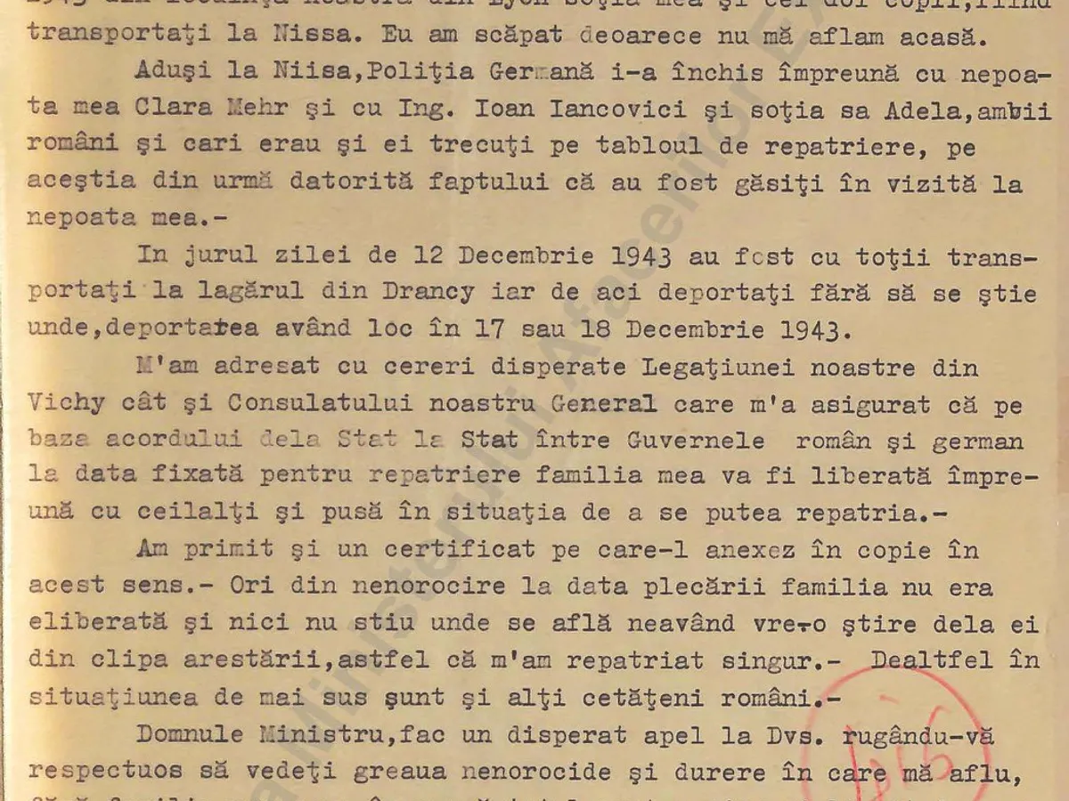 Primul memoriu al lui Samuel Berger adresat autorităților române. Sursa: Arhiva Diplomatică a MAE