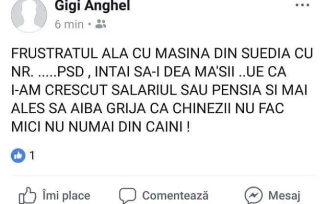 Postarea viceprimarului Anghel Foto: Facebook Gica Anghel