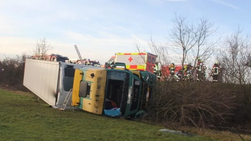 Camionul care a derapat în șanț în Germania - Foto: Wochen Blatt