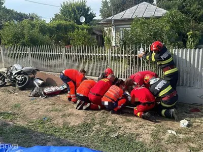 Un accident rutier între un autoturism şi o motocicletă pe un drum județean. Se intervine în forță - Foto: ISU Prahova(imagine cu rol ilustrativ)