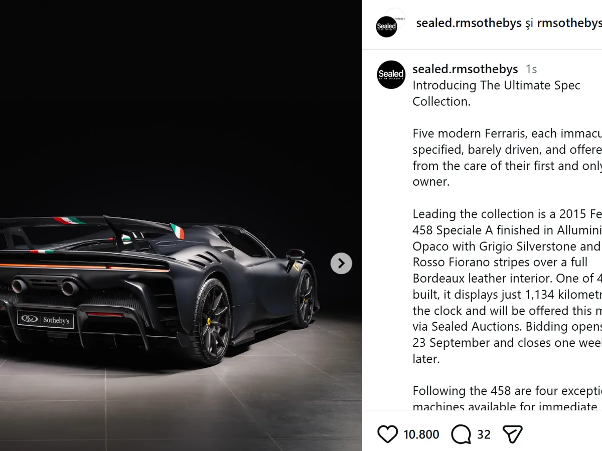 Alt Ferrari al familiei Bazac scos la vânzare în Olanda