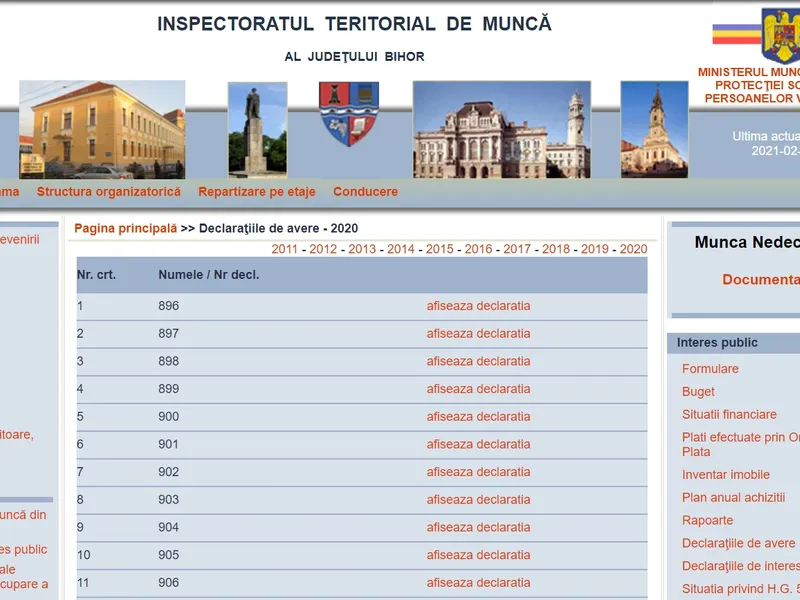 Așa arată declarațiile de avere pe site-ul ITM Bihor.