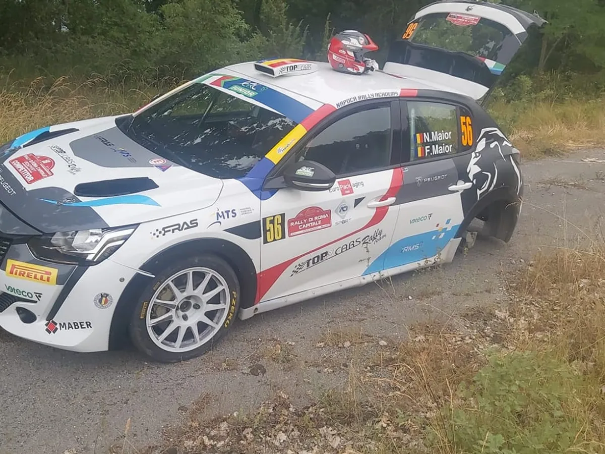 Cel de-al doilea echipaj care a reprezentat România la Roma, format din Norbert Maior și Francesca Maior, a abandonat. / Foto: Napoca Rally Academy / Facebook