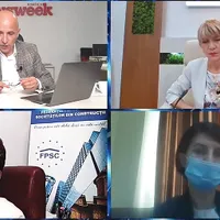 Panelul 3 Mariana Ioniță (dreapta sus),  Adriana Iftime (stânga jos) și ministrul Violeta Alexandru au vorbit despre „Măsuri pentru calificarea forței de muncă în construcții”, în cadrul  summitului moderat de Sabin Orcan.