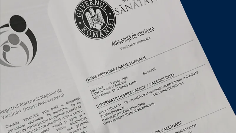 Adeverința românească de vaccinare poate fi folosită doar în România