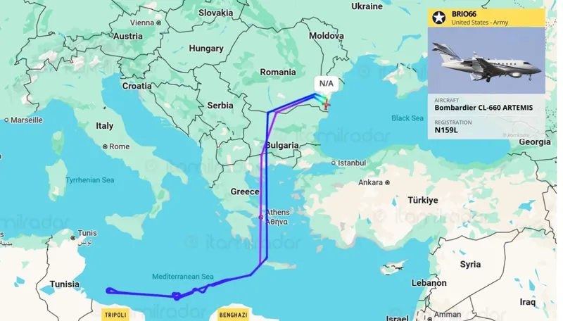 Misiunea unui Bombardier Artemis al SUA în Libia - Foto: ItaMilRadar