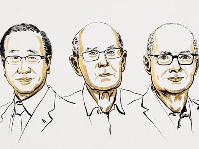 Susumu Kitagawa, Richard Robson şi Omar M. Yaghi - Foto: nobelprize.org