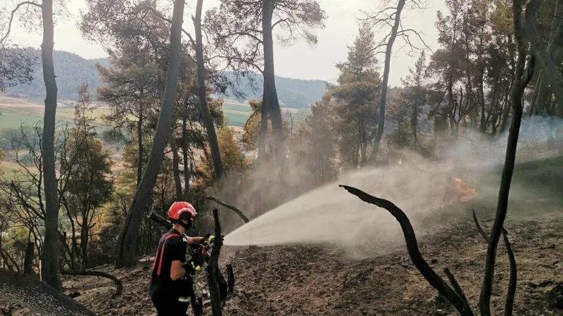 Un incendiu a izbucnit luni lângă Atena, mai multe locuințe au fost evacuate/FOTO: Facebook/IGSU