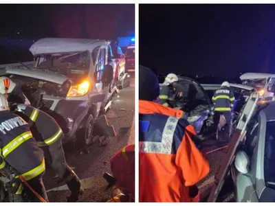 Accident grav pe autostrada A1, în Sibiu. Șase mașini implicate, două persoane sunt încarcerate - Foto: ISU Sibiu