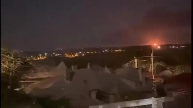 Rusia a atacat cu drone portul Izmail - Foto: captură video Twitter/Faytuks News Δ