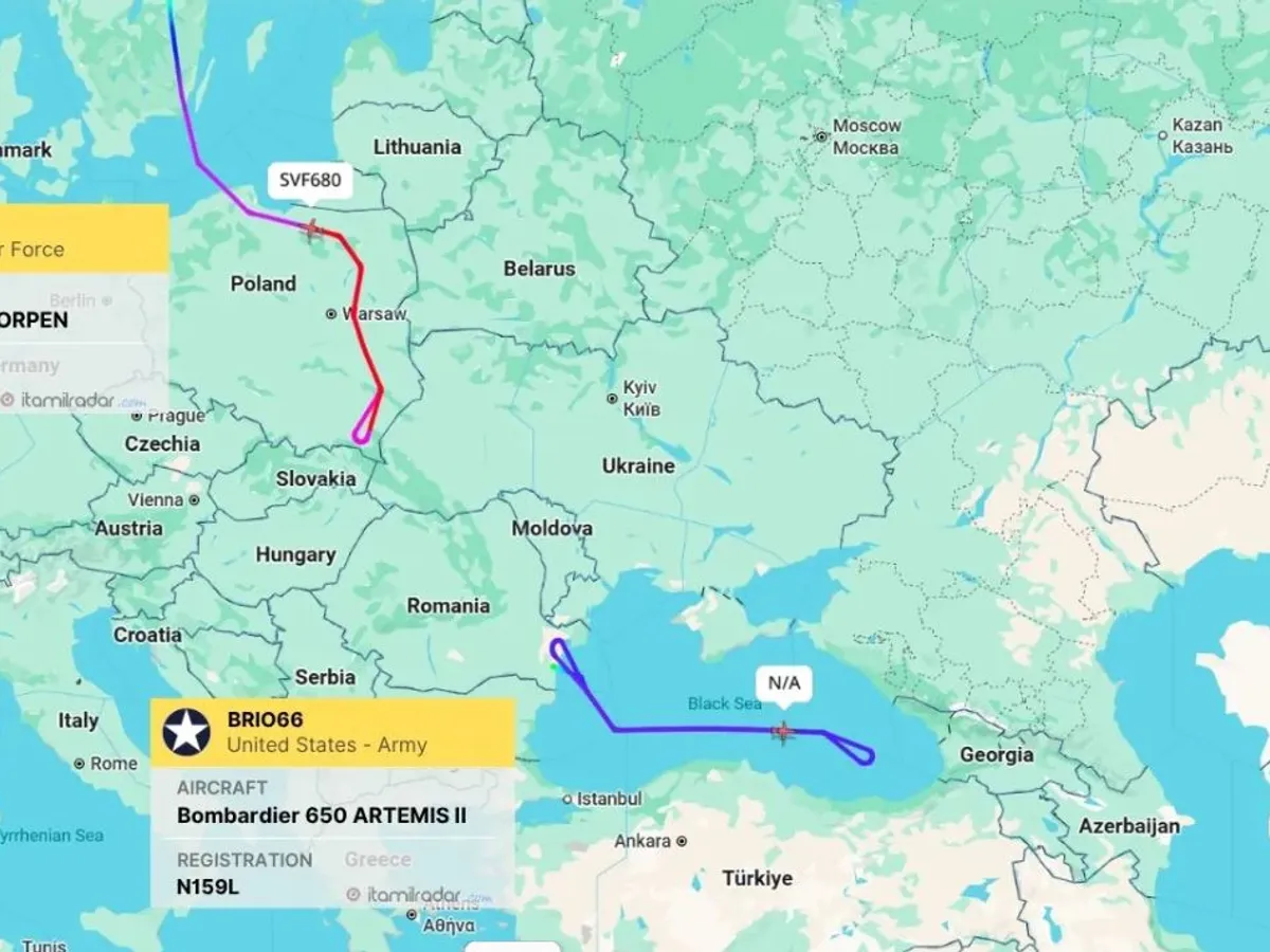 Misiune SUA din România - Foto: FlightRadar