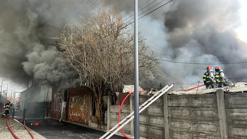 Incendiu de proporții la Sibiu. 50 de oameni, evacuați din case. Intervin pompieri din 5 județe - Foto: ISU Sibiu