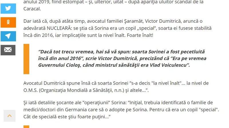 Unul dintre grupurile în care sunt promovate aceleași teorii ale conspirației în cazul Sorinei.