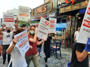 Protest al angajaților din restaurante/FOTO: hotnews.ro