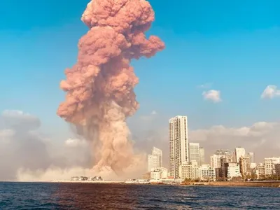 Explozia din portul din Beirut, văzută dinspre mare