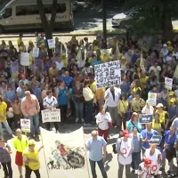 Protest al profesorilor - Foto: captură video Youtube/Televizikunea Europa Nova Timişoara - imagine cu caracter ilustrativ