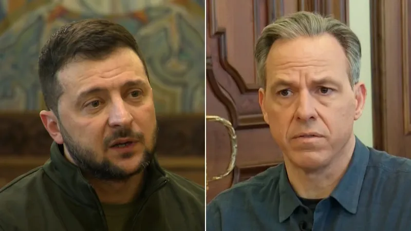 Volodimir Zelenski și jurnalistul CNN Jake Tapper. / Foto: cnn.com