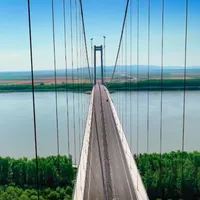 Cel mai mare pod suspendat construit vreodată în România, inaugurat joi - Foto: Facebook/ Sorin Grindeanu