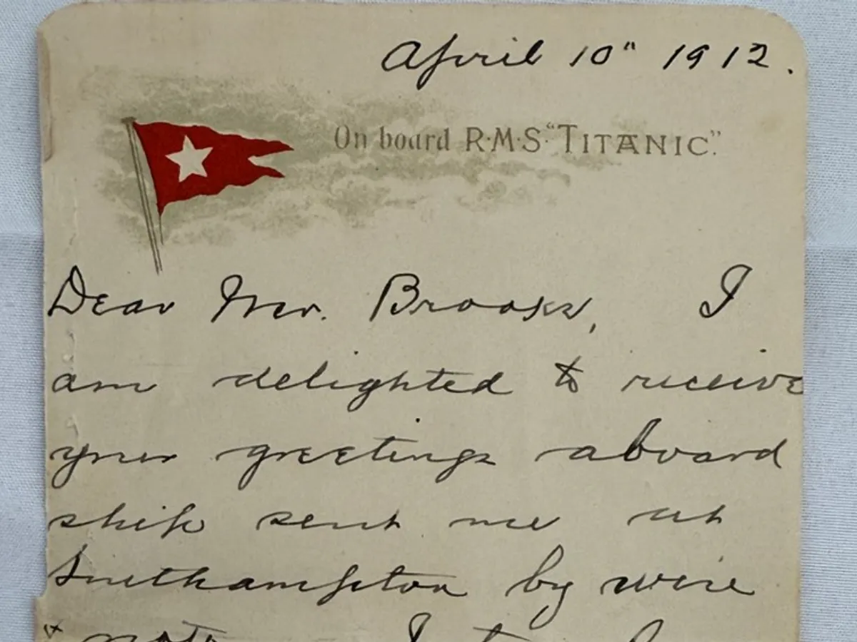 O scrisoare „profetică” a unui supraviețuitor al Titanicului, vândută la licitație cu 400.000 $ - Foto: Henry Aldridge & Son Ltd