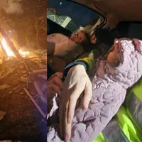 „Vlad și Mihai, chiar sunteți EROI!” 3 copii și mama lor, salvați din flăcări de 2 polițiști - FOTO: Facebook/Politia Romana