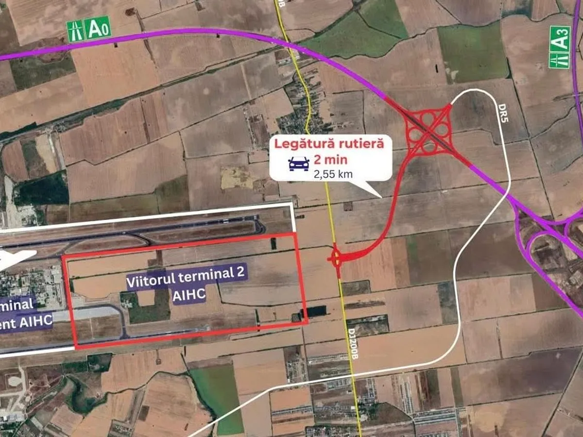 Harta drumului de legătură dintre Aeroportul Otopeni și A0 - Foto: Facebook / Irinel Ionel Scriosteanu