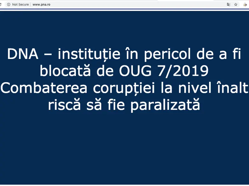 Pagina de deschidere a site-ului DNA/FOTO: pna.ro