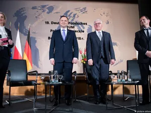 Președintele Frank-Walter Steinmeier, președintele Andrej Duda și jurnalista Rosalia Romaniec la Forumul Germano-Polonez