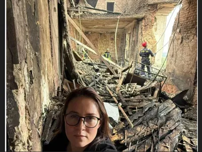 Premierul Ucrainei, Iulia Sviridenko, arată daunele peovocate de drona rusească - Foto: Facebook/Iulia Svidirenko