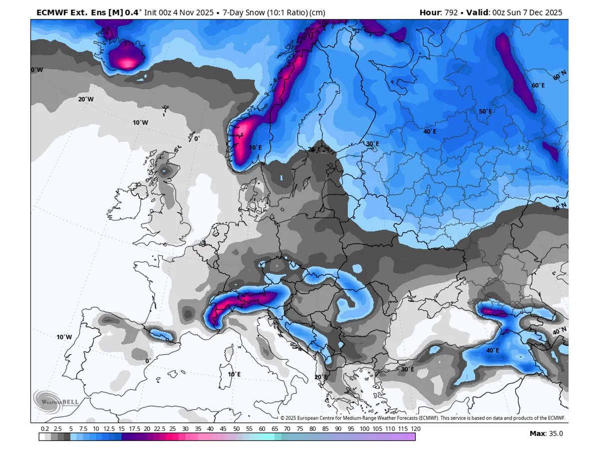 Harta cădere zăpadă - Foto: severe weather